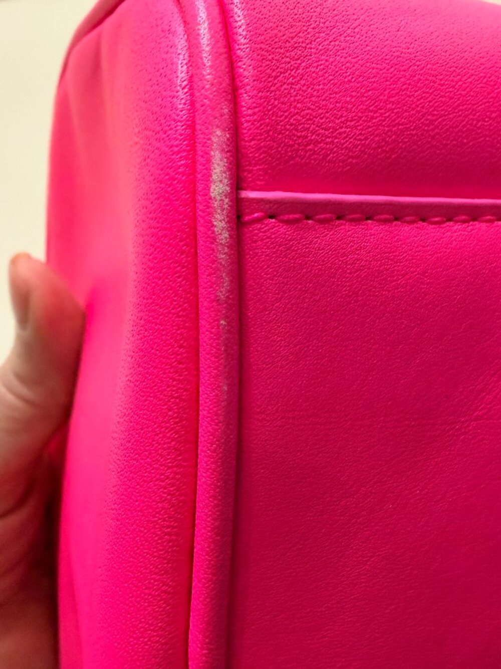 Italic Box Leather Camera Crossbody Bag in Hot Pink - Picture 2 of 11